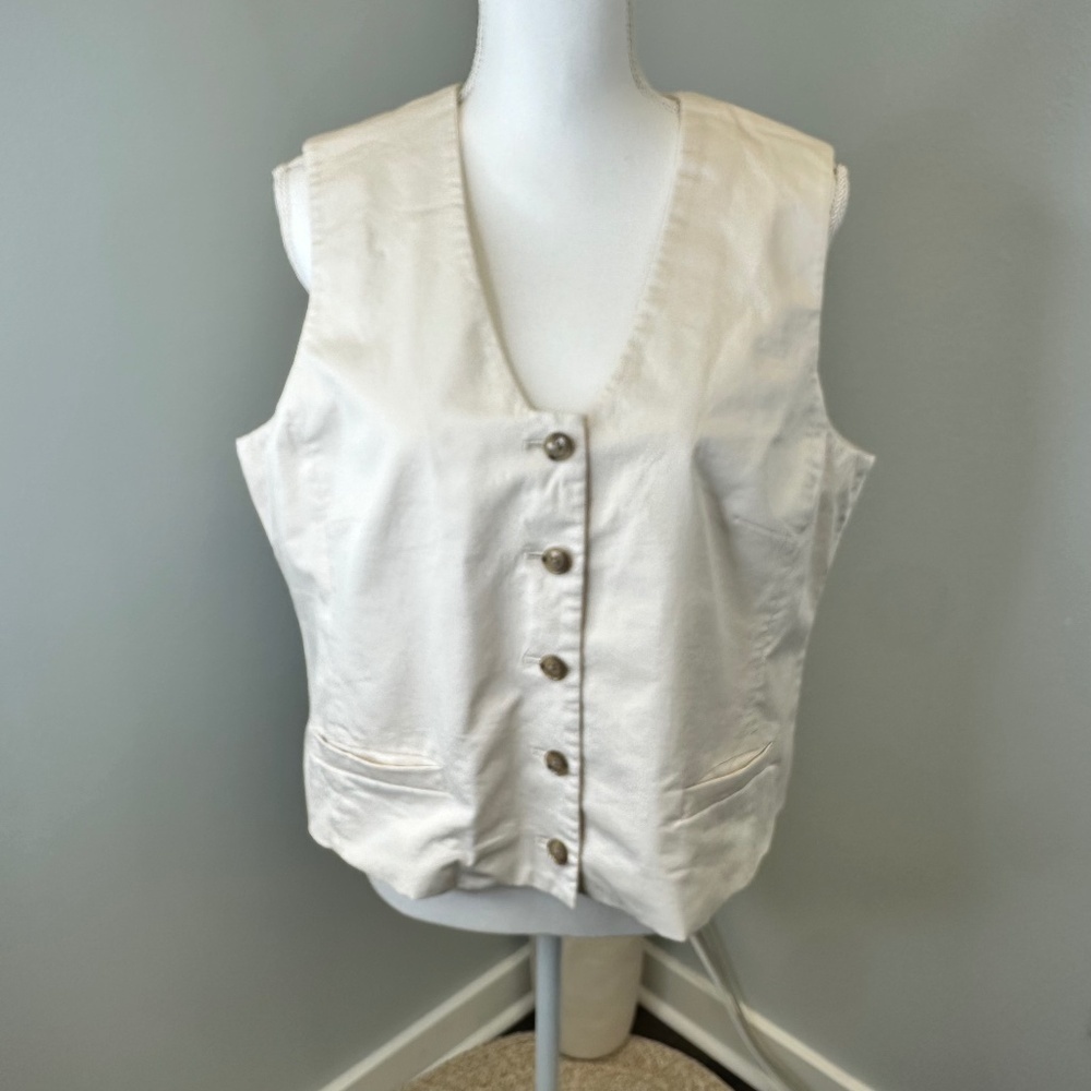 Banana Republic Beige Preppy Modern Chic Button Down Vest size 16